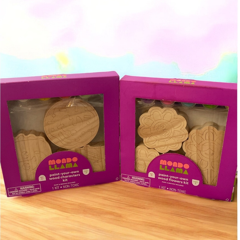 Mondo Llama Paint-Your-Own Wood Flowers Kit & paint your own wood characters kit